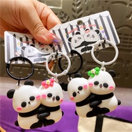 Influencer Creative Chengdu Panda Flower Magnetic Pair Doll Keychain Couple Car Keychain Pendant Pen