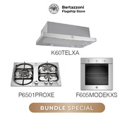 Bertazzoni 60cm 3-burner Gas Hob + Oven + Hob Bundle (P6501PROXE Gas Hob + F605MODEKXS 5 Function Ov