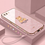 Teddy Bear Case for Oppo A7 Oppo A5S Oppo A12 Oppo A9 2020 Oppo A5 2020 Oppo A72 5G Oppo A73 5G luxury Character pattern silicone straight edge mobile phone case