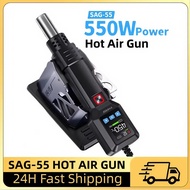 FNIRSI SAG-55 550W Hot Air Gun with Stand Rework LCD Digital Hair Dryer Adjustable Temperature Heat 