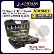 STANLEY Original 27-Pcs 1/2" 12 Point Drive Socket Set ( 8mm-32mm ) 45-503 Spanner Box Set 45503