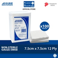 ASSURE Gauze Swab Non-Sterile 7.5cm x 7.5cm x 12-Ply, 100 Pce/Pkt