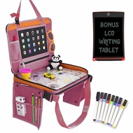 Car Seat Organizer for Kids Travel Tray Bundle with LCD Writing Tablet-Kids Travel Activities Set |