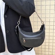 2025Women's Top Layer Vegetable Tanned Cowhide bags French-style Half-moon Underarm Bag Single Shoul