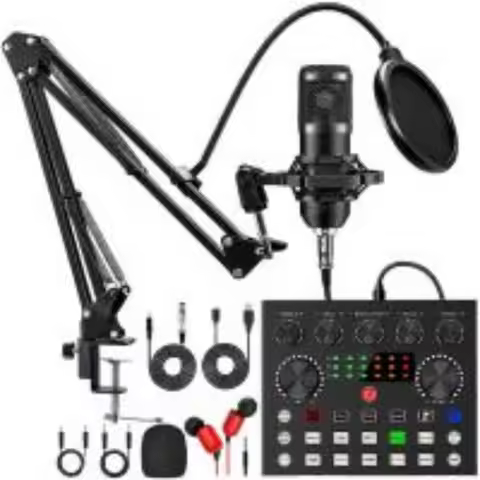 BM800 V8s Podcast Sound Card Set W/ BM800 Microphone Professional Audio Condenser Mic Studio for Kar
