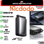 【1Yr Warranty】 MCDODO 67W 100W Digital Display 20000mAh 25000mAh 2C+1A Power Bank Built-in Cable MC 