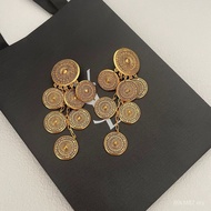 Ear vintage European American Retro Fashion Clip Gold Coin Earrings Style Round Exaggerated Medieval