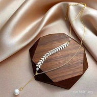 Classy Gold Necklace Wholesale 18k Gold Pearl Necklace Colorful Wheat Ear Wheat Light Luxury Necklac