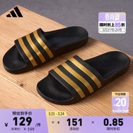 adidas ADILETTE AQUA休闲简约三条纹拖鞋男女阿迪达斯官方轻运动 黑色/金色 42