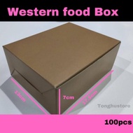 🔥🔥 Kraft Western Food Box - THICK ( 100pcs ) Large - Disposable Takeaway Paper Food Box / Lunch Box / Tandoori Box