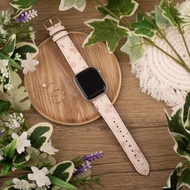 粉紅色花朵印花米色蘋果錶帶 Apple Watch 4/5/6/7/8/9/SE/Ultra