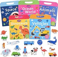 ASTARON Pack of 5 Reusable 3D Puffy Sticker Books for Children 3-6, Jelly Sticker Game Educational L