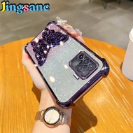 Jingsanc For OPPO A94/Reno 5F Phone Case Luxury Electroplated Glitter Casing Shell With Bracket Tran