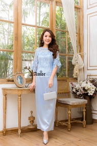 (M-4XL) Amor Elegant Dress✨🎀  เสื้อ + กระโปรง  🎀 เนื้อลูกไม้ใยบวบลายสวยเกรด "Premium Quality"