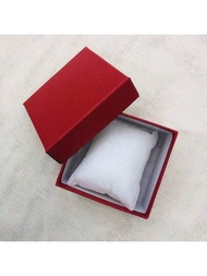 1個時尚紅色手錶盒帶蓋,紅黑色石英手錶禮品包裝盒