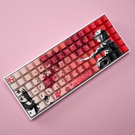 Sakura Raven PBT Five-sided Thermal Sublimation Height Engraved Translucent Atk68 Keycaps Wootting