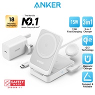 Anker MagGo Charging Station Foldable 3 in 1 Qi2 Certified 15W Ultra Fast Charging Magnetic Charger 