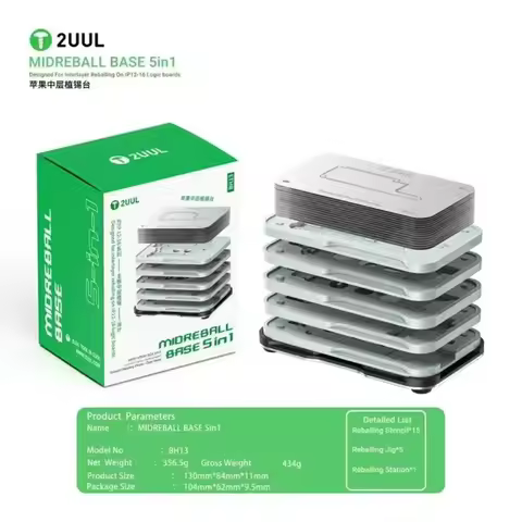 2UUL BH13 Middle Layer Reballing Station MIDREBALL Base 5in1 Reballing Stencil Steel Mesh for IPhone