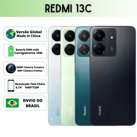 Xiaomi Redmi 13C Versão Global | Smartphone 4G , ROM Global , Câmera 50MP , Carregador 18W Mobile Ph