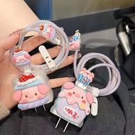 Cute Little Bear Xiaomi 33W Charger Protector Set Soft Silicone Charger Cover Cable Winder Charger C