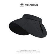 【WJ】ไข่เจียวเปล่าหมวกทรงสูง หมวกกันแดดสีดำสำหรับสุภาพสตรี หมวกกันแดด Anti-UV แบบพับได้