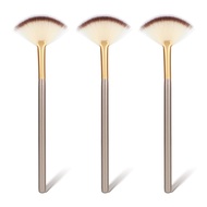 Amaxiu Pack of 3 Fan Brushes Make Up for Face Treatments, Wooden Handle Masks, Brush, Face Fan Appli
