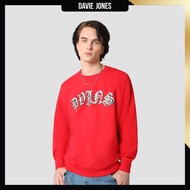 DAVIE JONES เสื้อสเวตเตอร์ Logo Oversized Fit Sweater SW0056 สีแดง