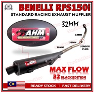 BENELLI RFS150 i - AHM EXHAUST 32MM Standard RACING Exhaust Muffler - Black Edition [Max Flow]