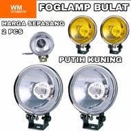 2 PCS Lampu Foglamp Depan Daymaker LED Kabut Tembak Bulat 3 Inch Besi H3 CNC DRL Mobil Motor Halogen