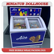 PAKET HEMAT MINIATUR FREEZER ICE CREAM & 12 PCS DOLLHOUSE ICE CREAM WALLS , AICE, CAMPINA