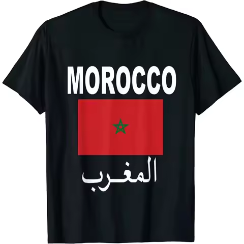 Harajuku New 3D Morocco Emblem Graphic T Shirt For Men Children Fashion Morocco Flag Graphic Tee Shi