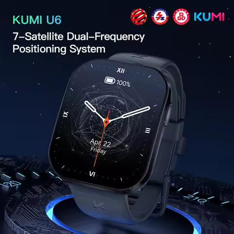 KUMI U6 Smart Watch 1.96" AMOLED 60Hz, Dual-Band GPS, AI ChatGPT Voice Assistant, Heart Rate/SpO2/Sl
