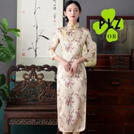Cheongsam Long Sleeve Baju Tradisional Cina Perempuan Chinese Style CNY Dresses Plus Size Malaysia C