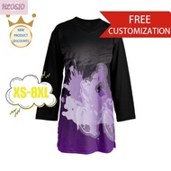 HL0510- Baju Jersey Muslimah Murah Family Set Clothing 2024 Muslimah Plus Size Abstract Purple Tshirt Jersey Sublimation Baju Muslimah Labuh Budak  Tshirt Muslimah Jersey Unisex