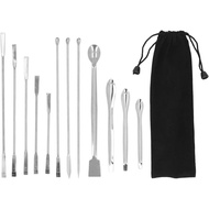 Diydeg 12Pcs Stainless Steel Lab Spatula, Micro Scoop Set, Lab Spoons Spatula Tool for Gel Capsules 