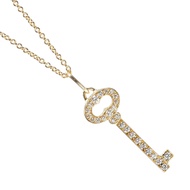 蒂芬妮 (Tiffany & Co.) 橢圓形鑰匙項鍊，18K黃金鑲鑽，約2.75克，女士款 [二手]
