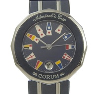 二手CORUM Admiral's Cup 手錶，型號 39.610.30 V050，不銹鋼，帶槍藍色和海軍藍/銀色石英機芯，模擬顯示，海軍藍錶盤，Admiral's Cup，女士腕錶。
