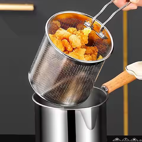 2 In 1 Oil Strainer Pot Stainless Steel Deep Fryer With Basket For Home Use Large Capacity Oil Filte