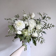 【鮮花】白綠色大理花玫瑰自然風美式鮮花捧花
