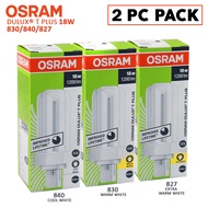 2 PC PACK | OSRAM Dulux T Plus Lumilux PL-T 18W | 830/840/827 | GX24d-2 | 2 Pins