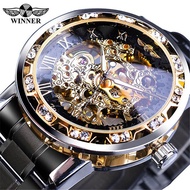 New winner watch men's fashion casual classic popular hollow rhinestone manual mechanical watch