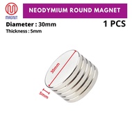 1piece - 30mm x 5mm Magnet Neodymium Bulat / Neodymium Round Magnet
