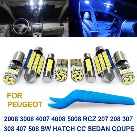 Blue LED Car Interior Lights Canbus For Peugeot 2008 3008 4007 4008 5008 RCZ 207 208 307 308 407 508