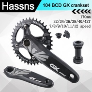 HASSNS GX Hollowtech Bike Crankset 104 BCD BottomBracket MTB Bicycle Crank+BB