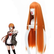 Persona 5 Futaba Sakura Rambut Palsu Anime Warna Jingga Cosplay Rambut Lurus Panjang