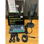 f999 sound card with condenser microphone for live streaming /recording for pc/dektop