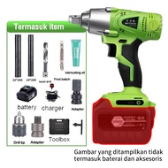 Reaim cordless impact wrench 288V 2 baterai cordless mesin pembuka baut ban bor set MESIN BOR UNTUK 