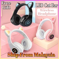 LED Cat Ear Wireless Headphone 🎀Ready Stock MY🎀 Bluetooth Earphone 5.0 Headset Handsfree Music Gaming Handphone Bass