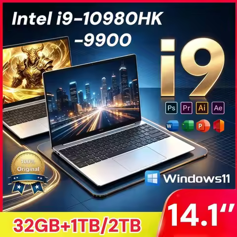 14.1 Inch Business Ultra Portable Laptop I9-9900 I9-10980HK 2026 Win11 DDR4 16GB/32GB RAM 2TB SSD Sl