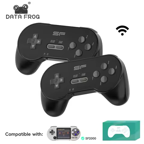 DATA FROG 2 Pack Wireless Controller for SF2000 S7 Game Console Black Gamepad Ergonomic Design Plug